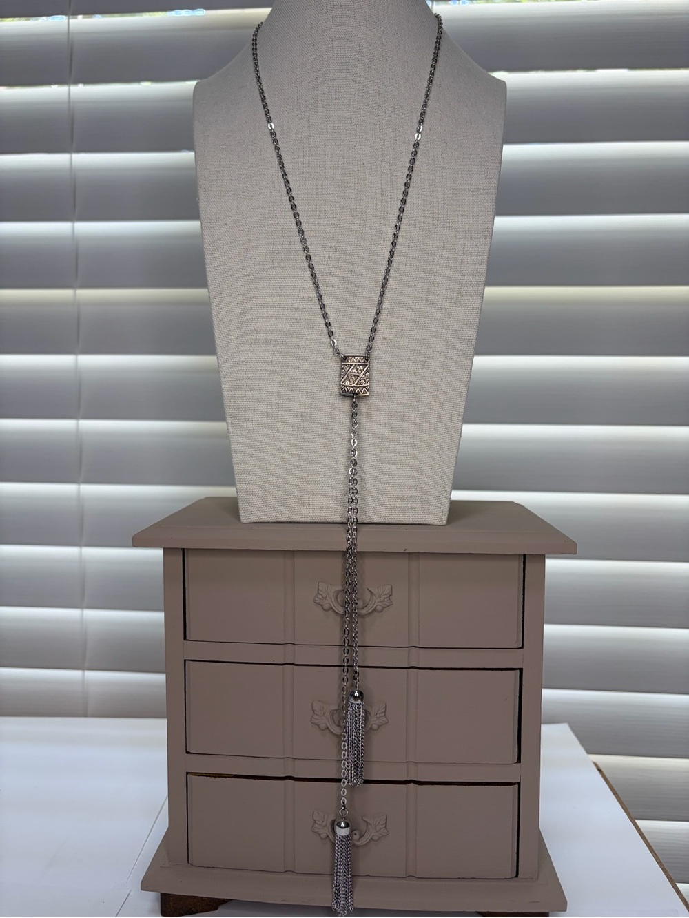 Elegant Silver Tassel Y-Necklace